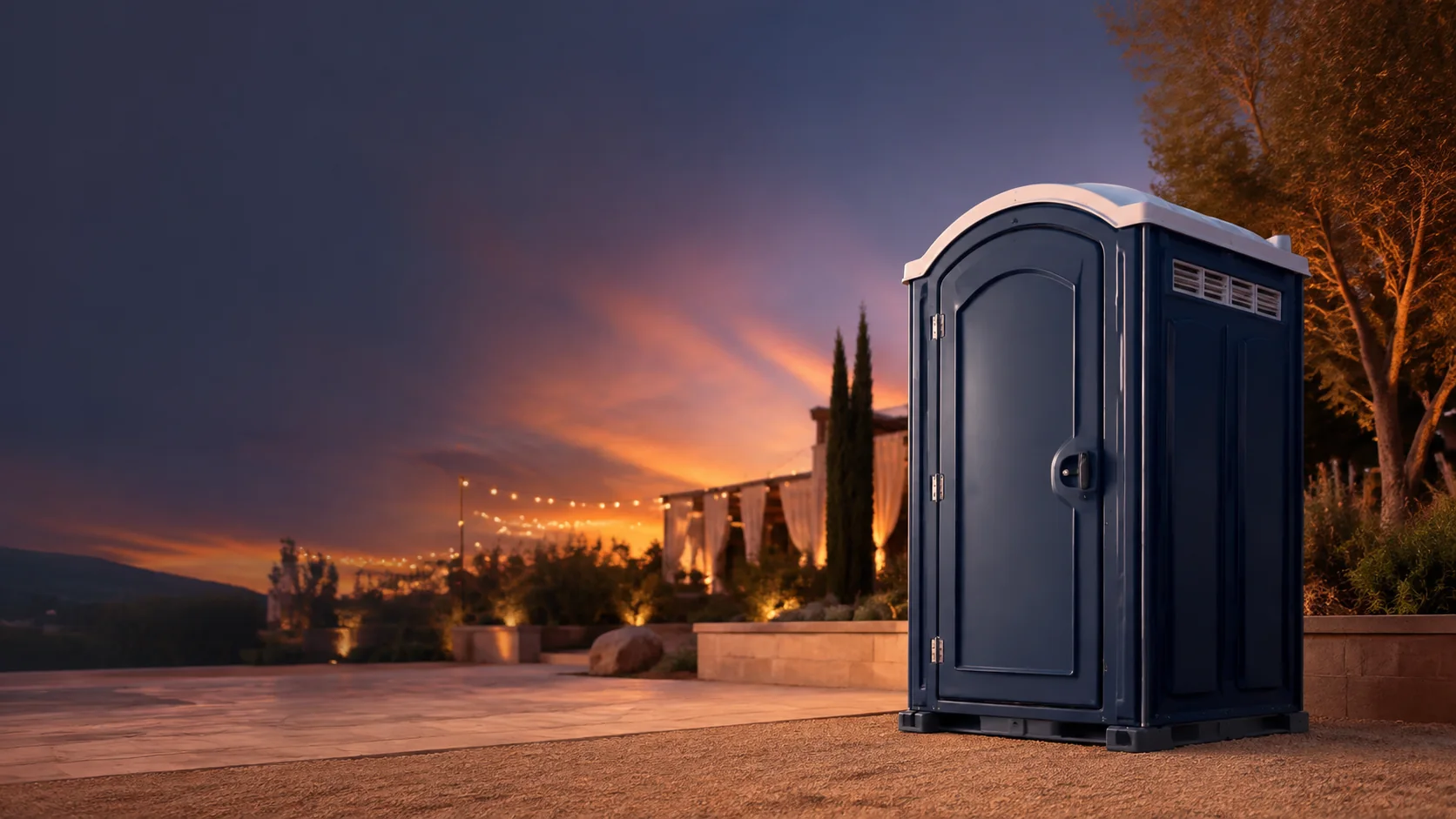 Portable restroom shown for rental planning in San Rafael, CA